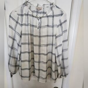 Loft Black and White Striped Blouse